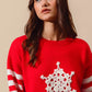 SO ME Christmas Snowflake Crochet Embellished Sweater - Farnelli