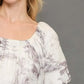 Umgee Full Size Two Tone Toile Print Top Plus Size - Farnelli
