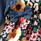 Children's Ruffled Bow Contrast Floral Dress with Headband - Farnelli