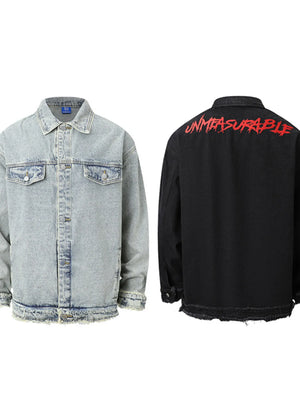 Men's Raw Hem Long Sleeve Denim Jacket - Farnelli