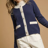 Umgee Two-Tone Button Front Cardigan - NAVY
