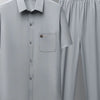 Men's Full Size Button Up Short Sleeve Top and Pants Set Plus Size - Gray