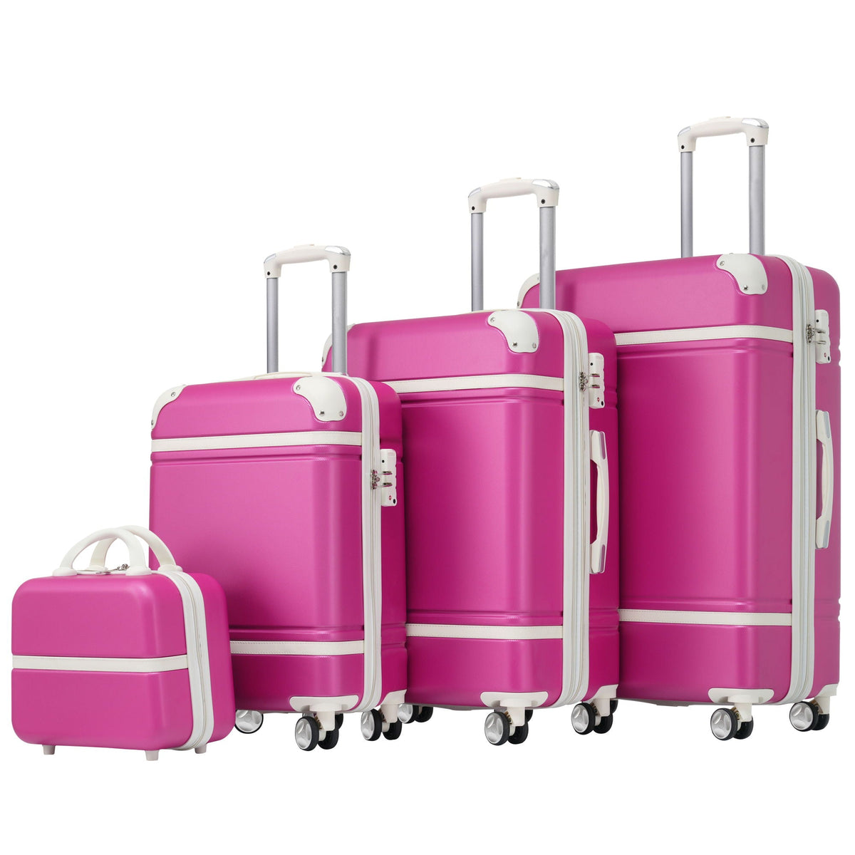 HouseOfZazla 4-piece hardshell luggage set with TSA locks, lightweight design, and multiple color options