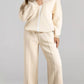Drop Shoulder Zip Up Jacket and Drawstring Pants Active 2pcs Set - Farnelli