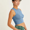 HYFVE Ribbed Knit Cropped Tank - Gray Blue