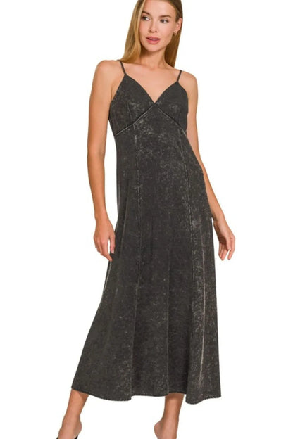 Zenana Tencel Mineral Washed Maxi Dress - Farnelli
