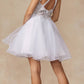 Juliet 826 Fit-and-Flare Halter Neck Short Party Dress