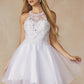Juliet 826 Fit-and-Flare Halter Neck Short Party Dress