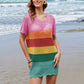 Openwork Round Neck Short Sleeve Cover-UP - Farnelli