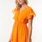 White Birch Full Size Short Sleeve Woven Layered Dress - Farnelli