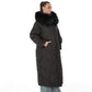 Genuine Silver Fox Fur Trim Down Coat