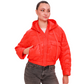 Alaska Outerwear Company Lexi cropped coral jacket with a modern silhouette