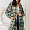 Mandy Plaid Collared Neck Long Sleeve Shirt - Dark Green