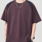 Men's Plus Size Contrast Round Neck Short Sleeve T-Shirt - Farnelli