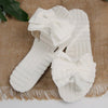 Bow Knot Open Toe Slippers - White
