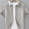 Men's Plus Size Button Up Short Sleeve Shirt - Light Gray