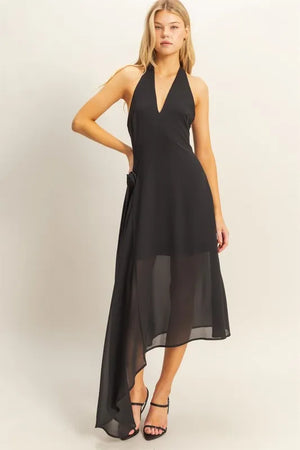 HYFVE Chiffon Halter Asymmetrical Hem Dress - Farnelli