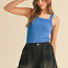 Aemi + Co Square Neck Wide Strap Tank - Royal Blue