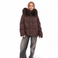 Utah Genuine Fur Trim Down Fill Jacket in Fig