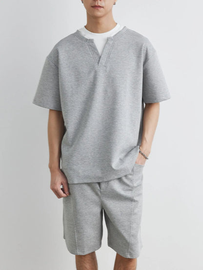 Men's Plus Size Half Sleeve Top and Shorts Set - Farnelli