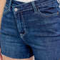 Judy Blue Full Size High Waist Criss-Cross Waistband Denim Shorts Plus Size - Farnelli