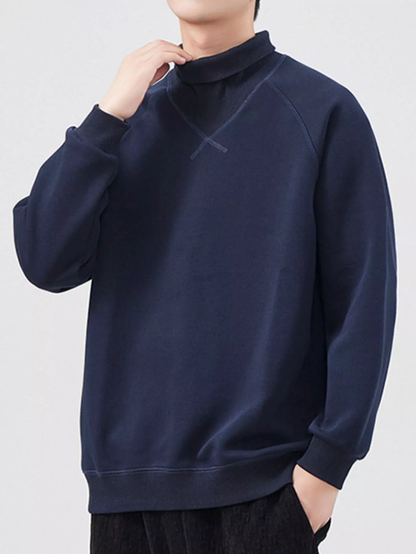Men's Plus Size Turtleneck Long Sleeve Sweatshirt - Farnelli