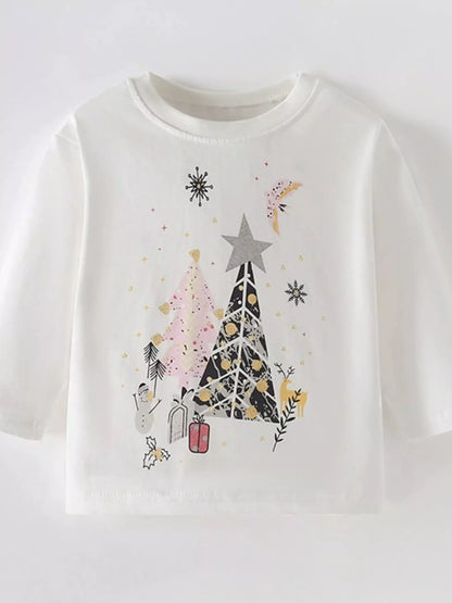 Children's Christmas Tree Graphic Long Sleeve T-Shirt - Farnelli