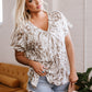 Karter Floral V Neck Short Sleeve Loose Fit Blouse - Farnelli
