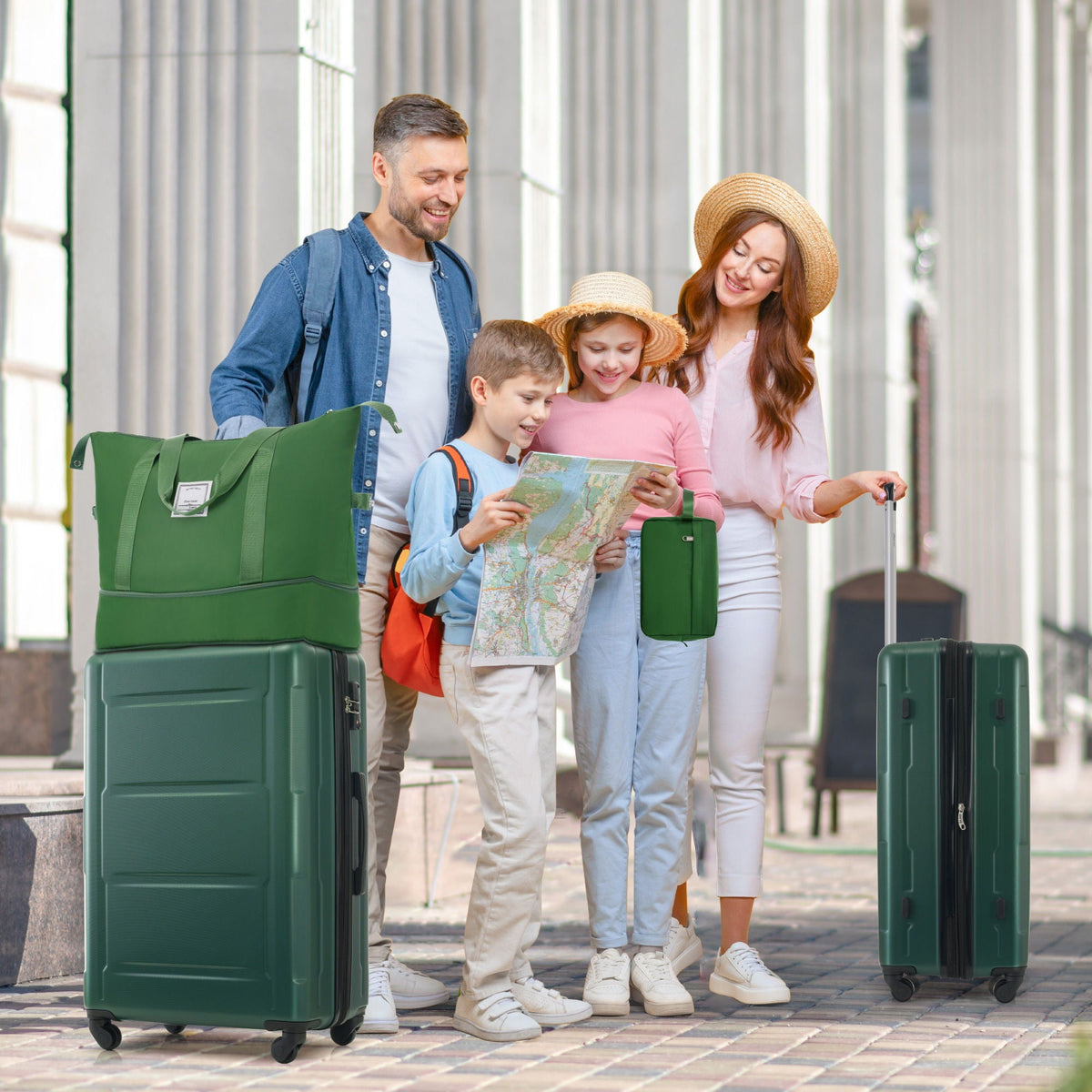 HouseOfZazla expandable 2-piece luggage set with TSA lock and spinner wheels in multiple colors