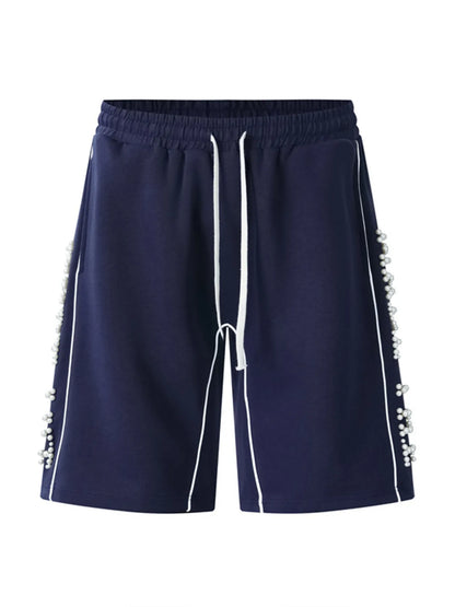 Men's Drawstring Pearl Detail Shorts - Farnelli