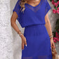 Openwork V-Neck Short Sleeve Cover-Up Dress - Farnelli