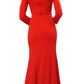 CLEARANCE - Poly USA | Ed Young 8378 Off-Shoulder Long Dress with Long Sleeves (Size M)