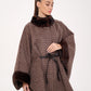 Genuine Scandinavian Mink Fur Double Face Wool Poncho