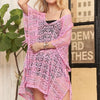 ADORA Crochet Cover Up Tunic Top - PINK