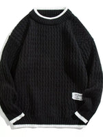 Men's Plus Size Round Neck Textured Knit Sweater - Farnelli