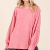 Mittoshop Mineral Wash Raglan Long Sleeve Oversized Top - GRAPEFRUIT
