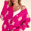 Haptics Full Size Daisy Floral Button Down Long Sleeve Cardigan - Fuchsia