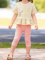 Children's Striped Top & Gingham Capri Set - Farnelli