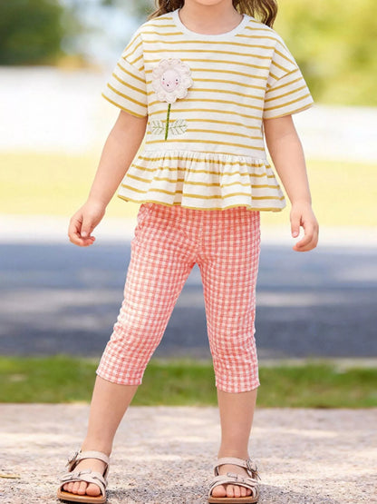 Children's Striped Top & Gingham Capri Set - Farnelli