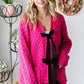 First Love Tie Closure Open Knit Cardigan - Farnelli