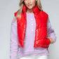 Snobbish Zip Up Turtleneck Shiny Quilted Vest - Farnelli