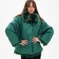 Reversible Genuine Silver Fox  Down Fill Coat in Emerald