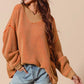SO ME Oversized Two Tone Textured V Neck Sweater - Farnelli