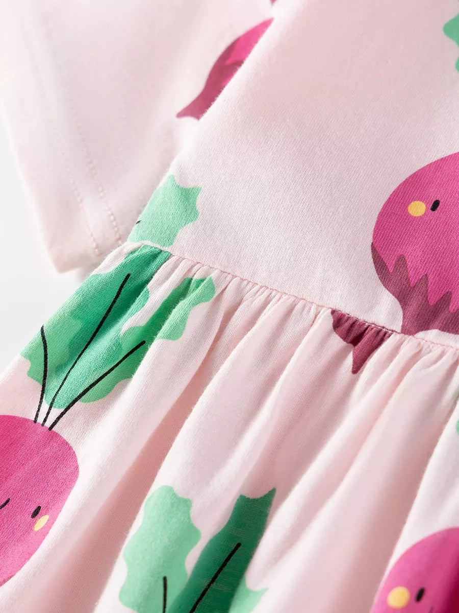 Children's Radish Print Casual Dress - Farnelli