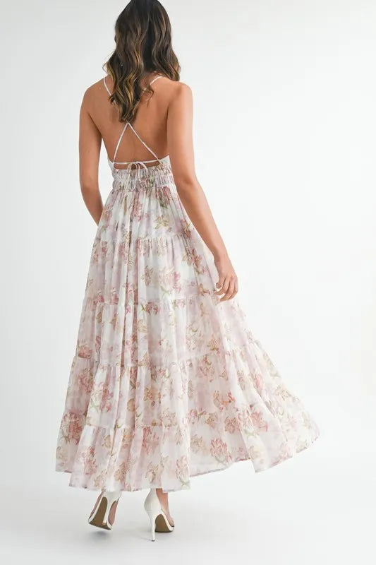 MABLE Floral Print Tiered Cami Maxi Dress - Farnelli
