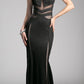 Cinderella Divine 84792 Sleeveless Sheer Cut Out Gown Beaded