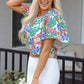 Marlowe Loose Fit Puff Sleeve Square Neck Blouse - Farnelli