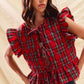 SO ME Christmas Holiday Plaid Ruffled Quilt Vest Top - Farnelli