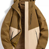 Men's Full Size Zip Up Hooded Waterproof Outdoor Jacket Plus Size - Brown