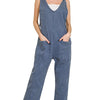 Zenana Casual Adjustable Strap Baggy Jumpsuit With Pocket - BLACKBERRY